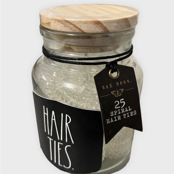 BRAND NEW Rae Dunn Small Glass Jar
Canister With 25 Spiral Hair ties. BRAND NEW - Picture 2 of 2